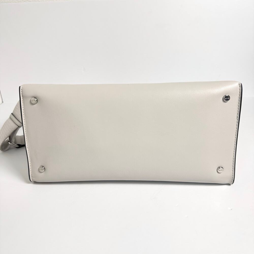 Calvin Klein Becky Turnlock Convertible Satchel Vegan Leather Dove Gray NWT - Picture 11 of 12